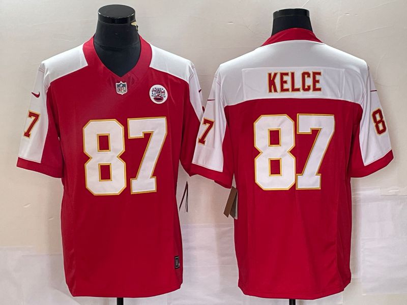 Men Kansas City Chiefs #87 Kelce Red 2023 Nike Vapor Limited NFL Jersey style 2